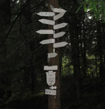 Signpost at Hwy 102 and White trail