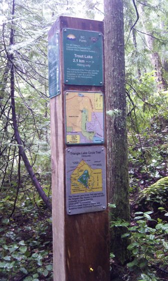 Sign at Triangle Lake showing the cirlce trail.