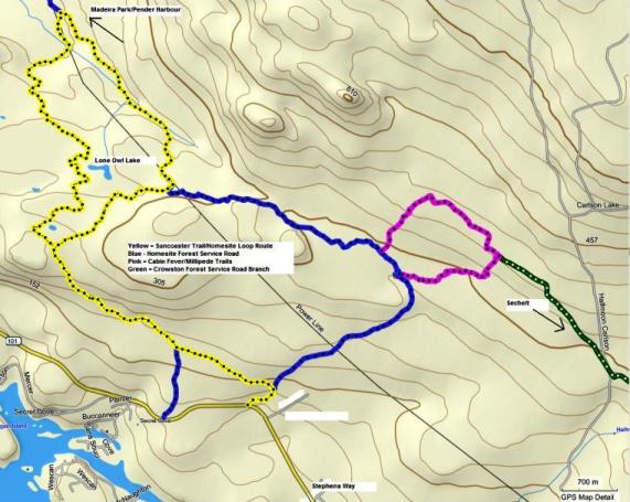 Homesite Suncoaster Trail route map.